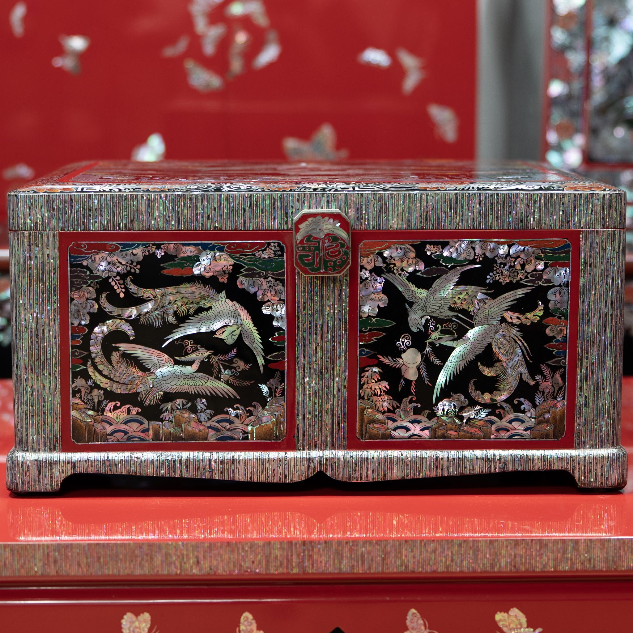 Celestial Twin Cranes & Auspicious Clouds