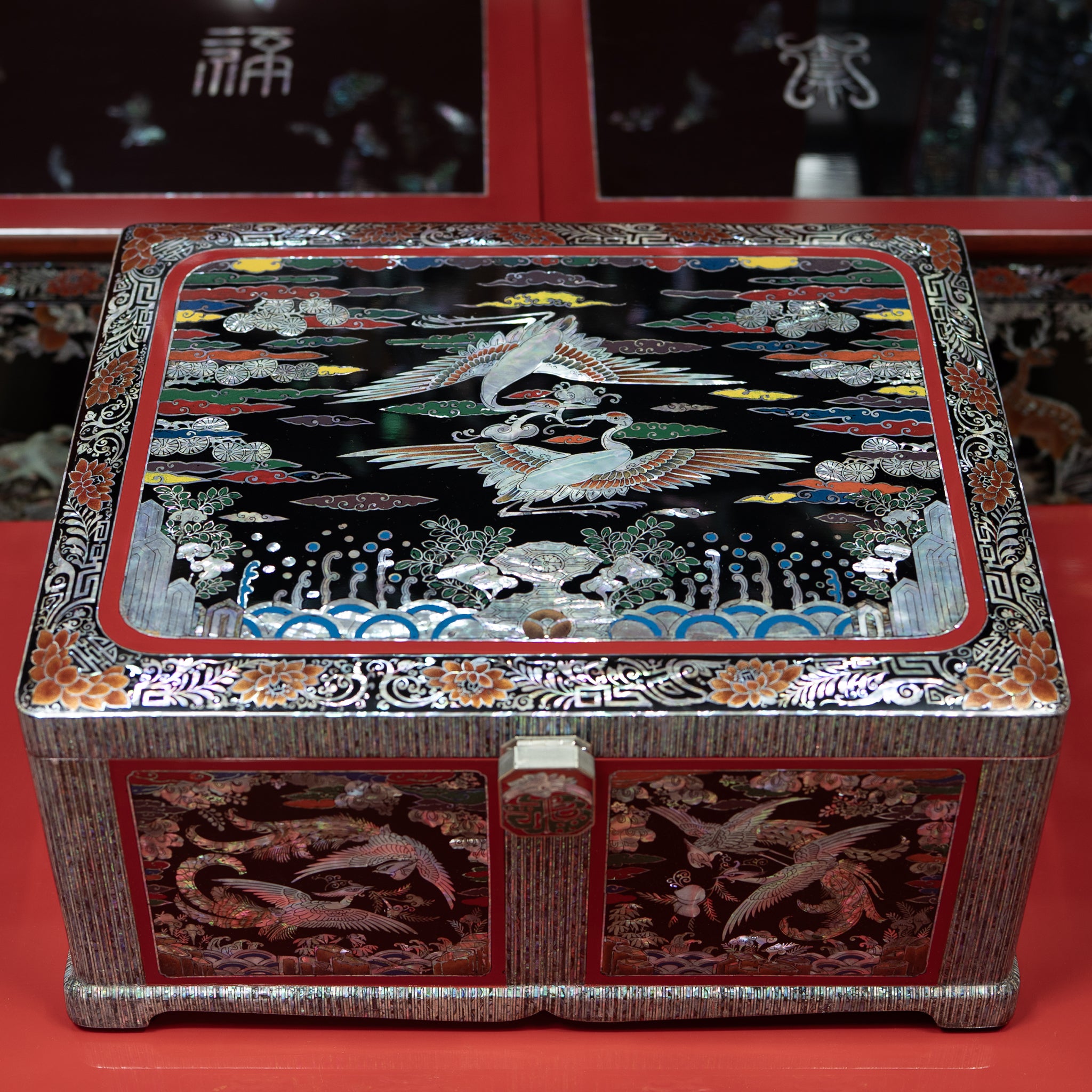 Celestial Twin Cranes & Auspicious Clouds