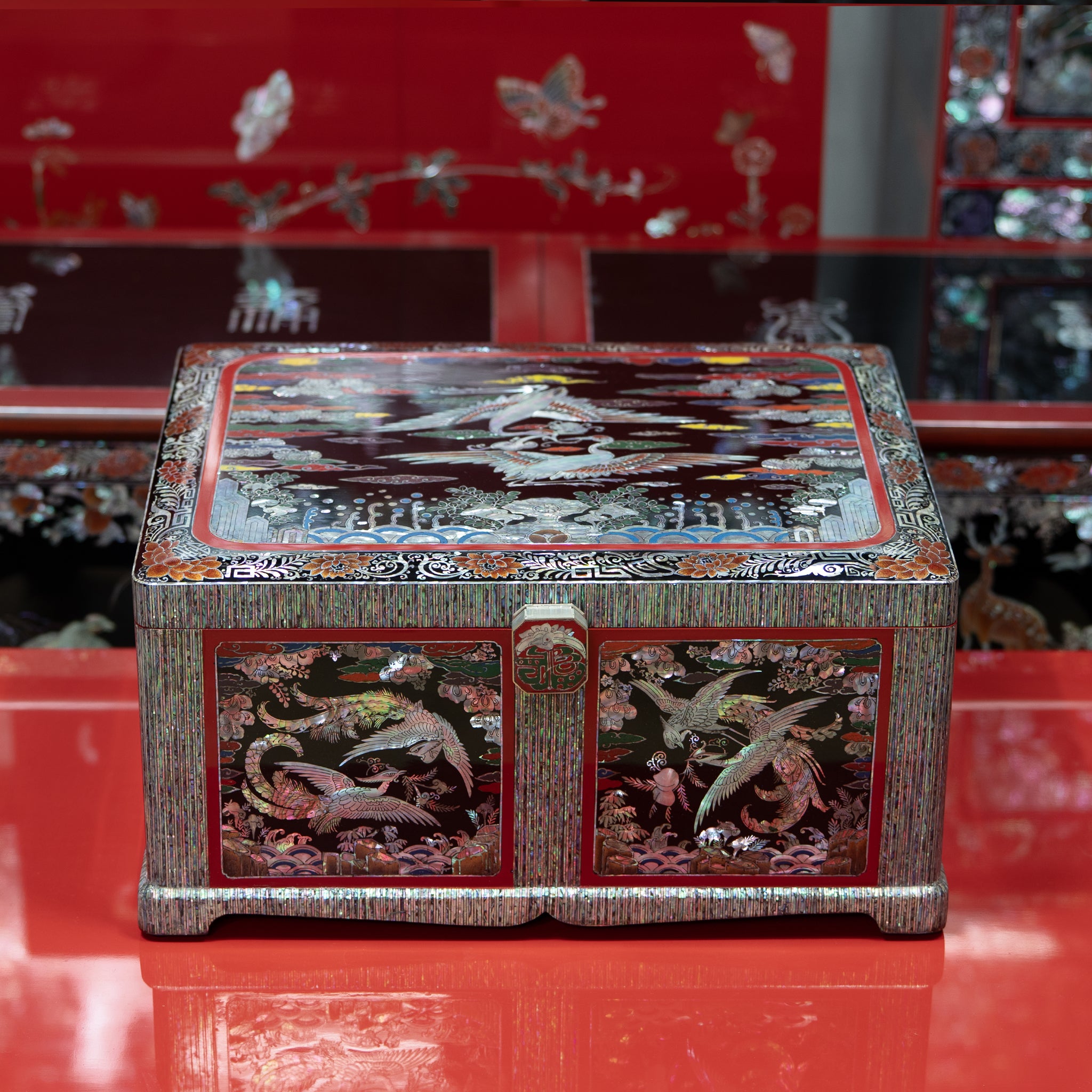 Celestial Twin Cranes & Auspicious Clouds